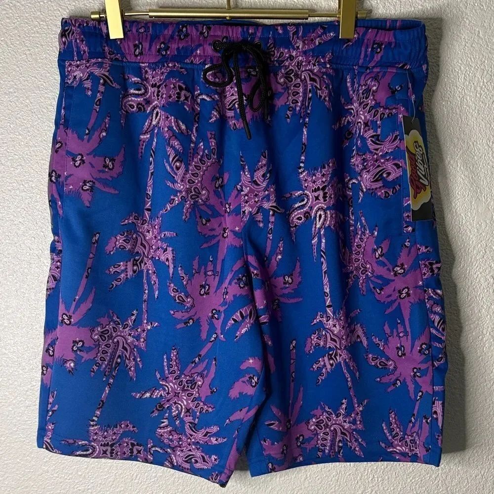 Vibrant Blue and Purple casual Shorts- Large